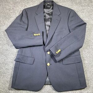 Vintage Chaps Ralph Lauren Blazer 46R Navy Gold Equestrian Buttons Made in USA
